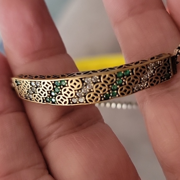 Brass / Green Stone Ring & Bracelet Set - Picture 4 of 5